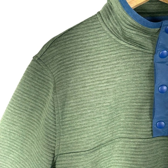 J Crew Factory Authentic Fleece Quilted Knit Pullover, Olive Green, Size Small - Picture 3 of 11